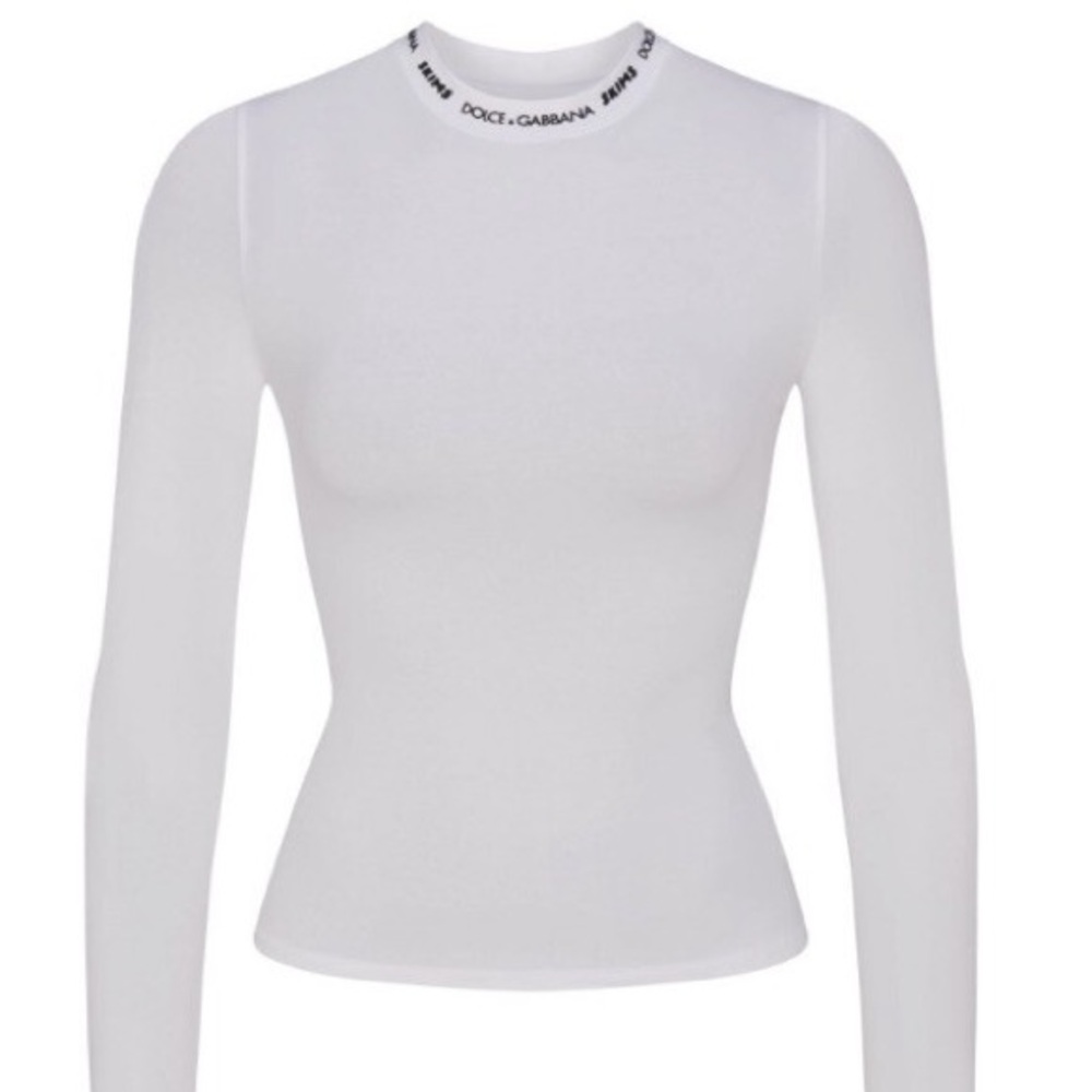 Dolce & Gabbana SKIMs White Long-Sleeve Fitted Top